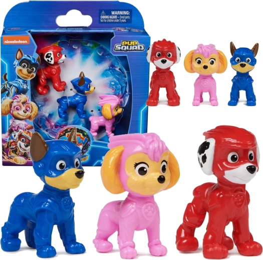 Pat' Patrouille : La Super Patrouille, le film – coffret de 3 figurines Chase, Stella et Marcus - 3 pièces