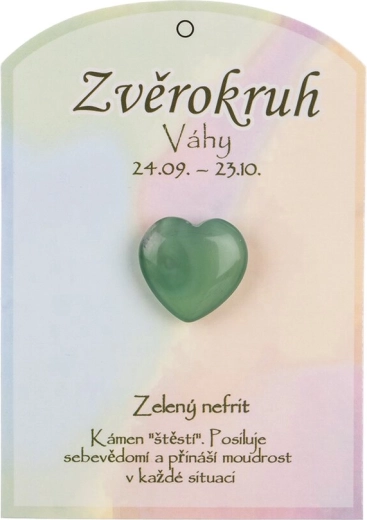Néphrite verte en forme de cœur pour le signe de la Balance