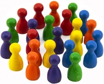 Figurines en bois 25mm 6 couleurs - Jeu de société