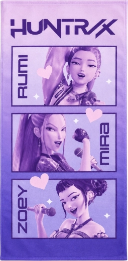 Serviette de bain enfant à séchage rapide K-Pop Demon Hunters Huntrix 70 × 140 cm, violette