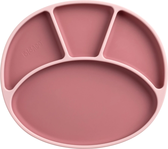 Assiette compartimentée en silicone Bibado avec ventouse blush - 1 pièce