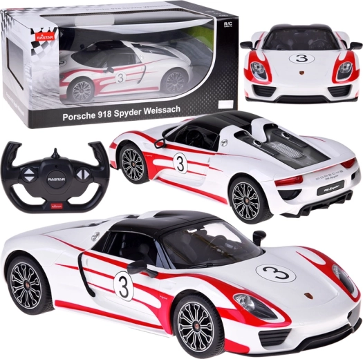 Rastar voiture RC PORSCHE 918 Spyder Weissach 1:14 avec éclairage – blanc