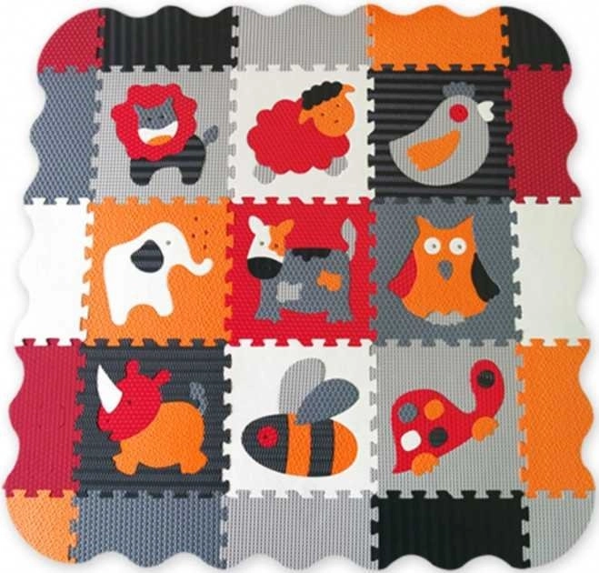 Puzzle en mousse pour enfants Animaux gris-rouge