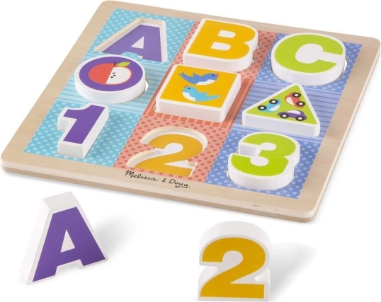 Puzzle en bois ABC-123 pour les tout-petits