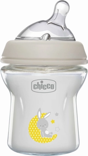 Biberon Chicco Natural Feeling en verre 150 ml anti-colique, neutre, dès 0 mois