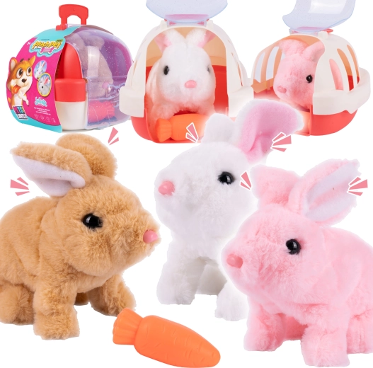 Lapin en peluche interactif avec maisonnette