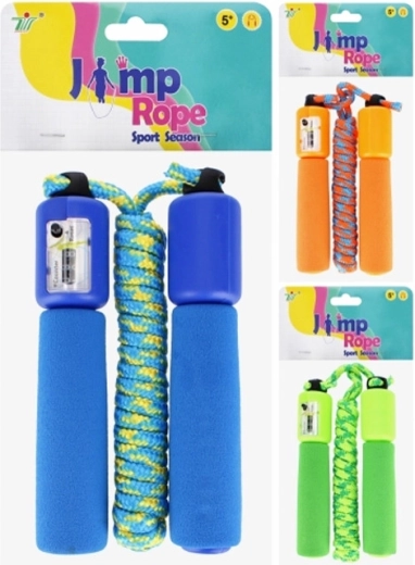 Corde à sauter avec compteur pour enfants, poignées en mousse 250 cm