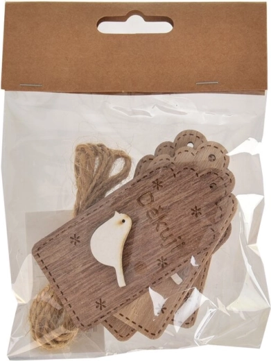 Étiquette en bois « Merci » marron 4×8 cm (4 pcs)