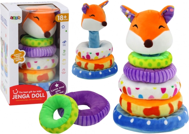 Pyramide éducative en peluche avec renard 27 cm