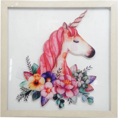 Tableau avec licorne encadré 30 × 30 cm