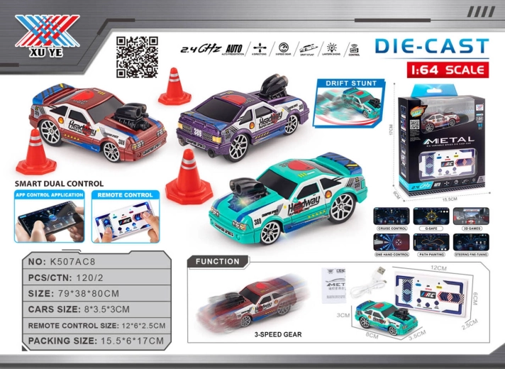 Petite voiture RC de drift 1:64 Headway avec accessoires