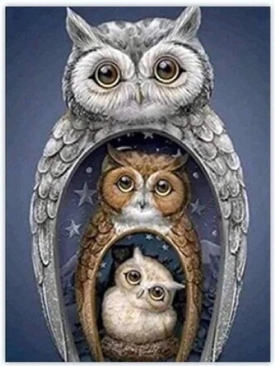 Peinture diamant Matriochka chouette 30 × 40 cm