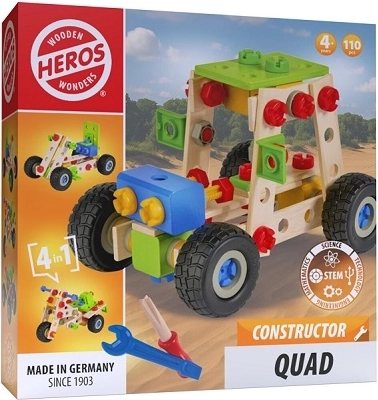 Heros – kit de construction en bois 4 en 1 : quad (110 pièces)