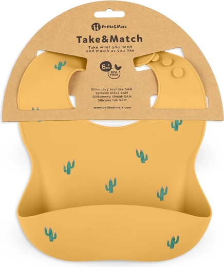 Bavoir en silicone Petite&Mars Take&Match ocre cactus 6m+