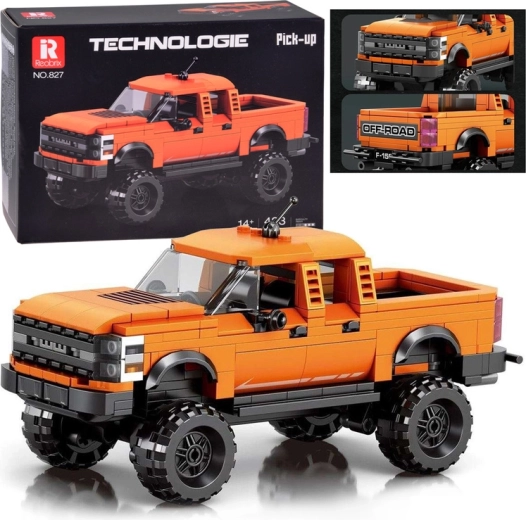 Kit de construction pickup tout-terrain orange, 423 pièces