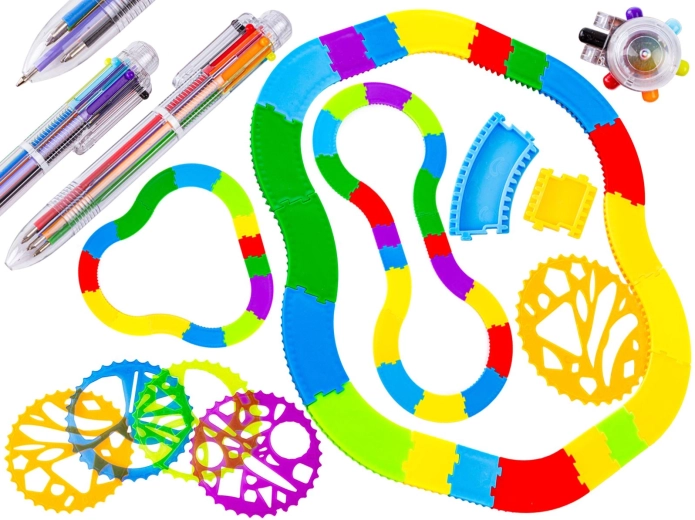 Spirographe – kit de dessin avec piste modulaire, gabarits et stylo multicolore