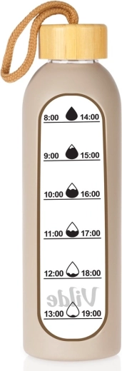 Bouteille d’eau en verre Vilde avec housse en silicone beige 600 ml