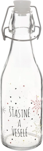 Bouteille en verre avec fermeture à clip Flocon rouge 0,52 l