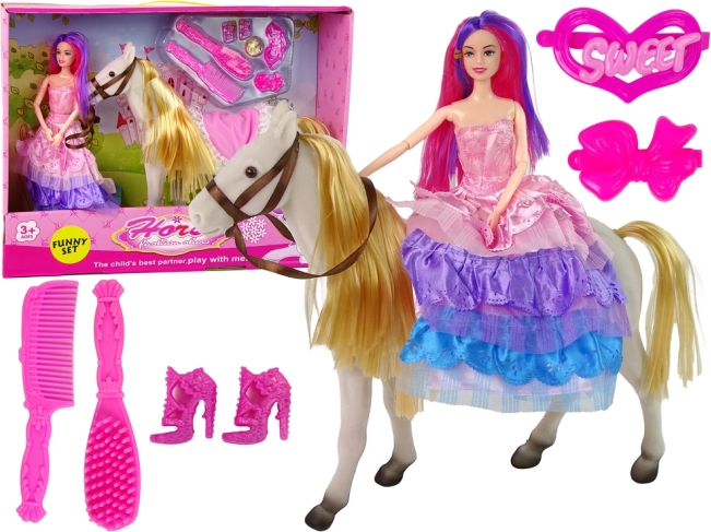 Marionnette princesse avec cheval blanc