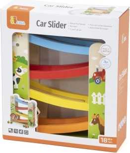 Circuit de voitures en bois Viga avec toboggan – ferme