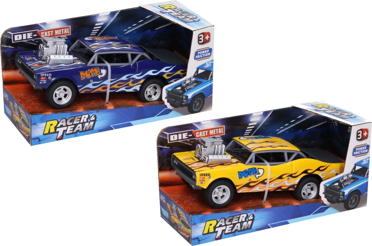 Voiture de course métallique avec flammes 21 cm - 1 pièce