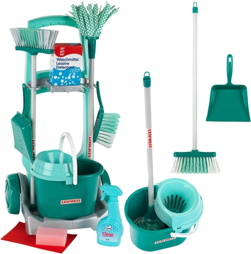 Chariot de ménage pour enfants LEIFHEIT avec serpillière, balai et accessoires KLEIN