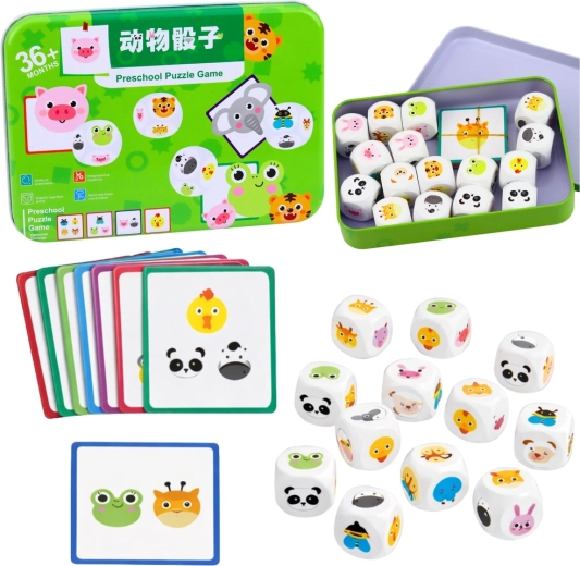 Jeu éducatif en bois avec cubes – associe les animaux