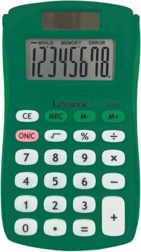 Lexibook calculatrice de poche 8 chiffres, surface en caoutchouc – vert
