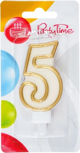 Bougie d’anniversaire chiffre 5 dorée