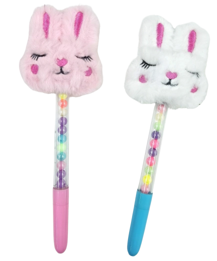 Stylo à bille avec lapin en peluche 17 cm - 1 pièce