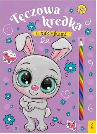 Lapin – coloriages avec crayon pastel arc-en-ciel et autocollants