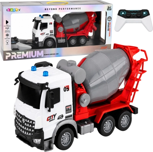 Camion malaxeur à béton RC télécommandé avec lumières et tambour mobile 1:14 - 1 pièce