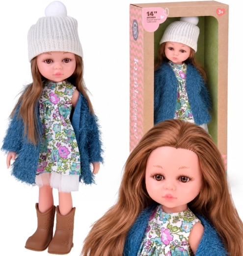 Poupée mannequin de mode automnale aux cheveux bruns de 35 cm