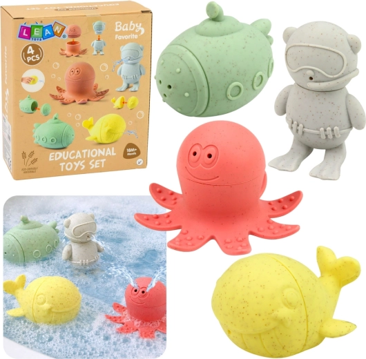 Jouets de bain sensoriels en caoutchouc, figurines pastel, lot de 4