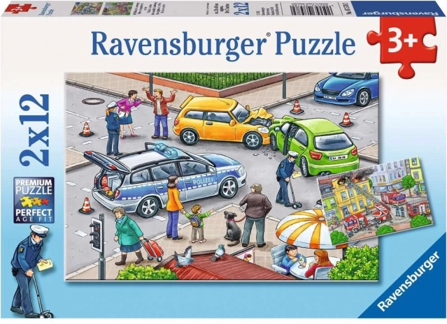 Puzzle Ravensburger À la poursuite lumière bleue 2×12 pièces