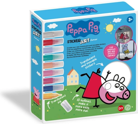 Kit créatif de stickers de fenêtre et coloriages Peppa Pig avec peintures transparentes 25 × 26,5 × 5 cm