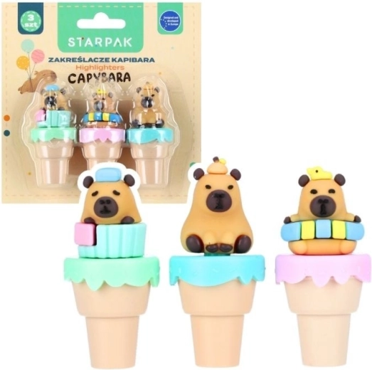 Mini surligneurs Capybara (lot de 3 pcs)