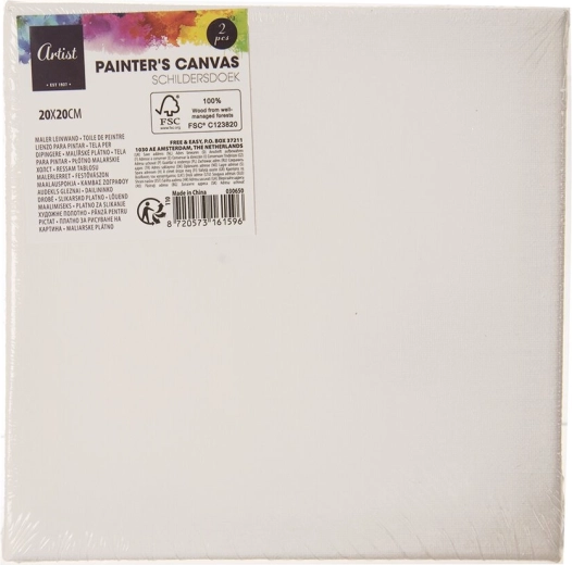 Toile de peinture sur châssis 20 × 20 cm, lot de 2