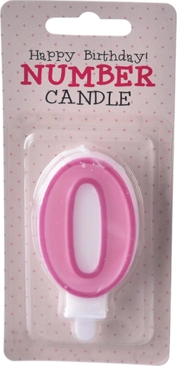 Bougie d’anniversaire rose chiffre 0 (7 cm)
