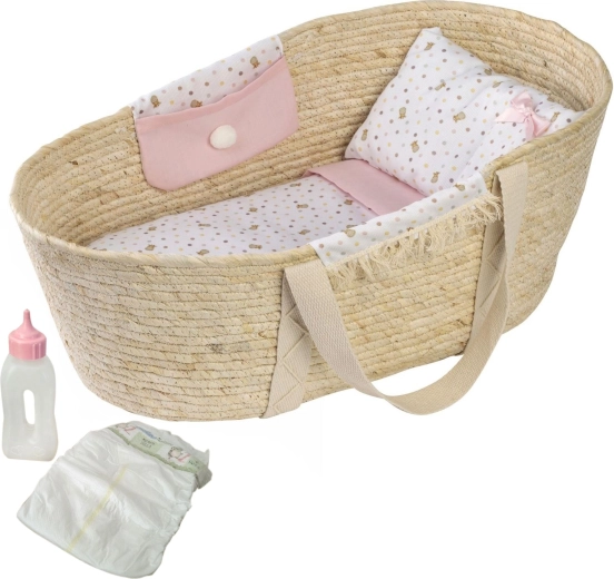 Couffin de Moïse pour poupées Llorens avec parure de lit et accessoires