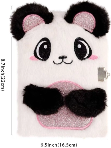 Journal en peluche avec panda et cadenas