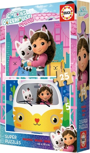 Educa puzzle en bois La maison magique de Gabby 2 x 25 pièces