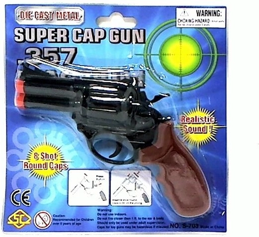 Pistolet à amorces en métal noir et argent