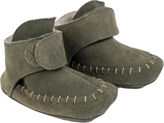 Chaussons en cuir Lodger Walker olive 6–12 mois