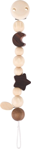 Goki chaîne pour tétine avec motif lune et étoile, naturelle - 1 pièce