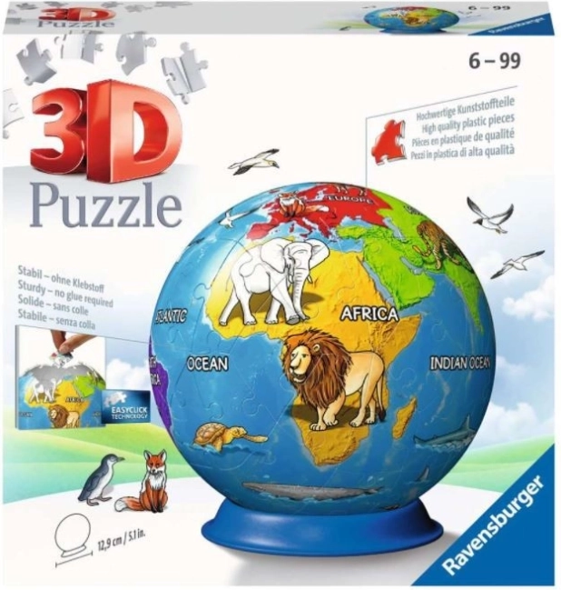 Ravensburger puzzle 3D globe pour enfants, 72 pièces