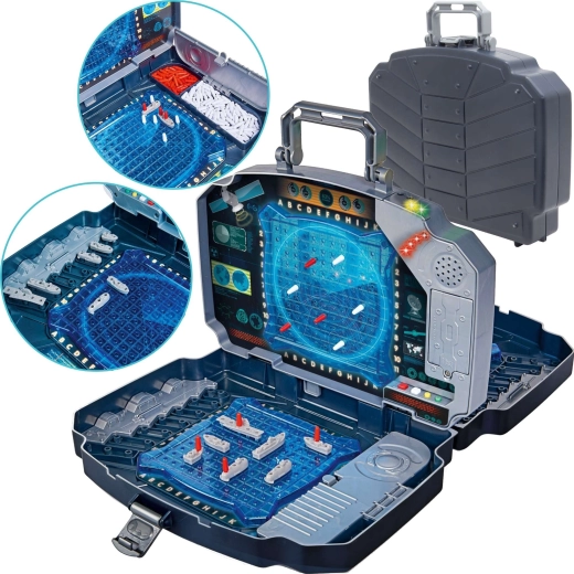 Bataille navale électronique portable en mallette avec lumières et sons, 5+