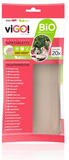 Plateaux en papier bio VIGO marron 13 × 20 cm, 20 pcs