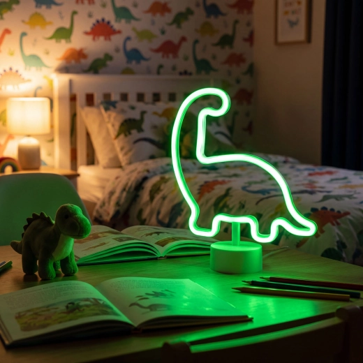 Lampe LED néon dinosaure vert