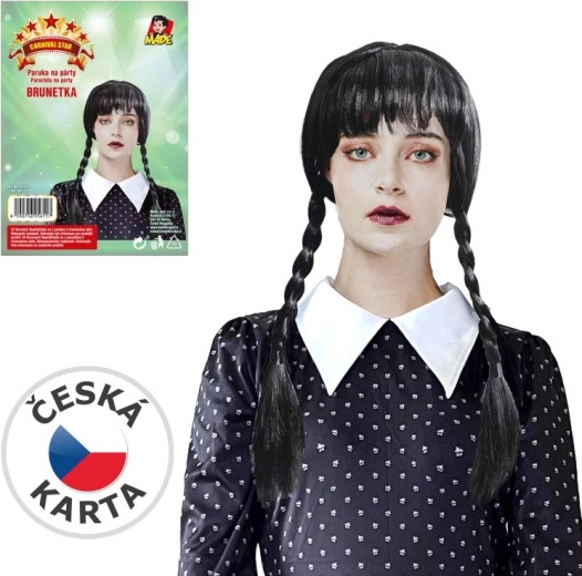 Perruque noire pour enfants et adultes